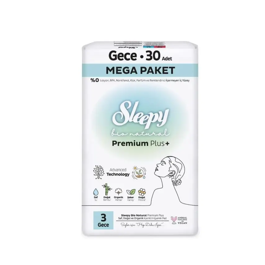 Sleepy Bio Natural Hijyenik Ped Gece Mega Paket 30 Adet - 2