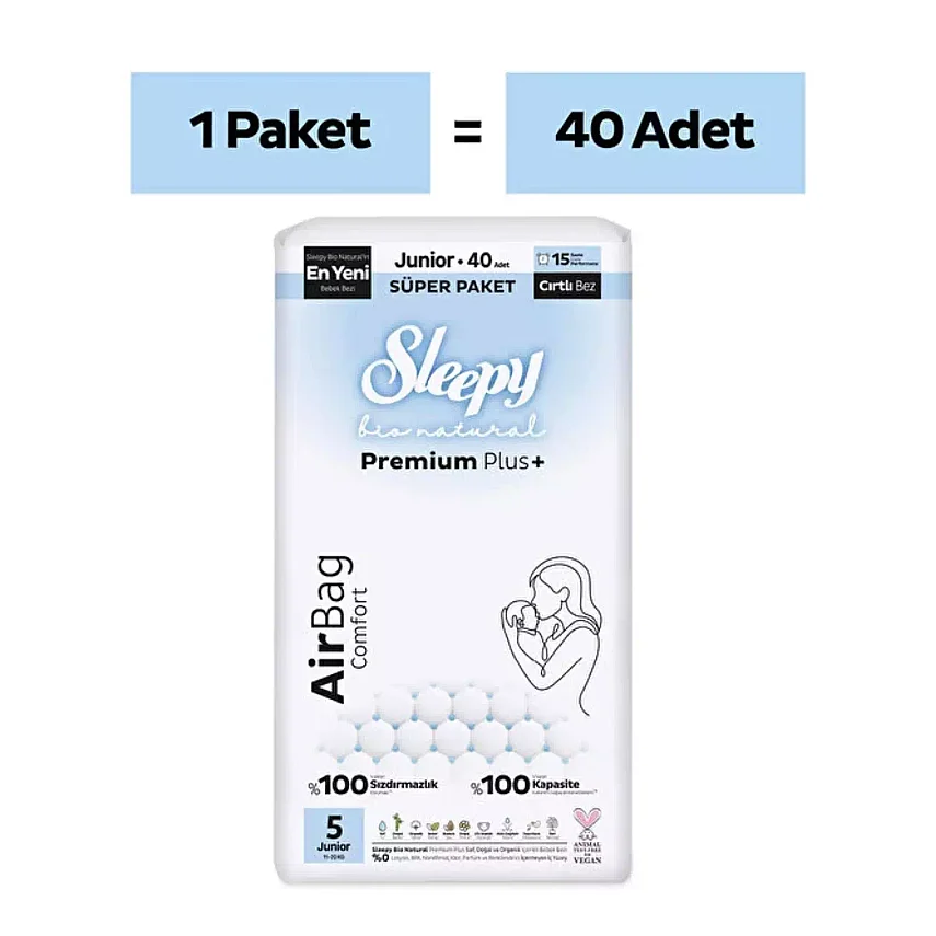 Sleepy Bio Airbag Süper Bebek Bezi 5 Numara Junior 40 Adet - 2