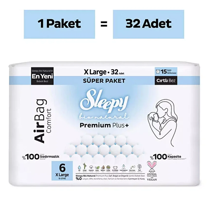 Sleepy Bio Airbag Süper Bebek Bezi 6 Numara XL 32 Adet - 2