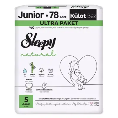 Sleepy Natural Külot Bebek Bezi 5 Beden Junior 78li Ultra Paket 