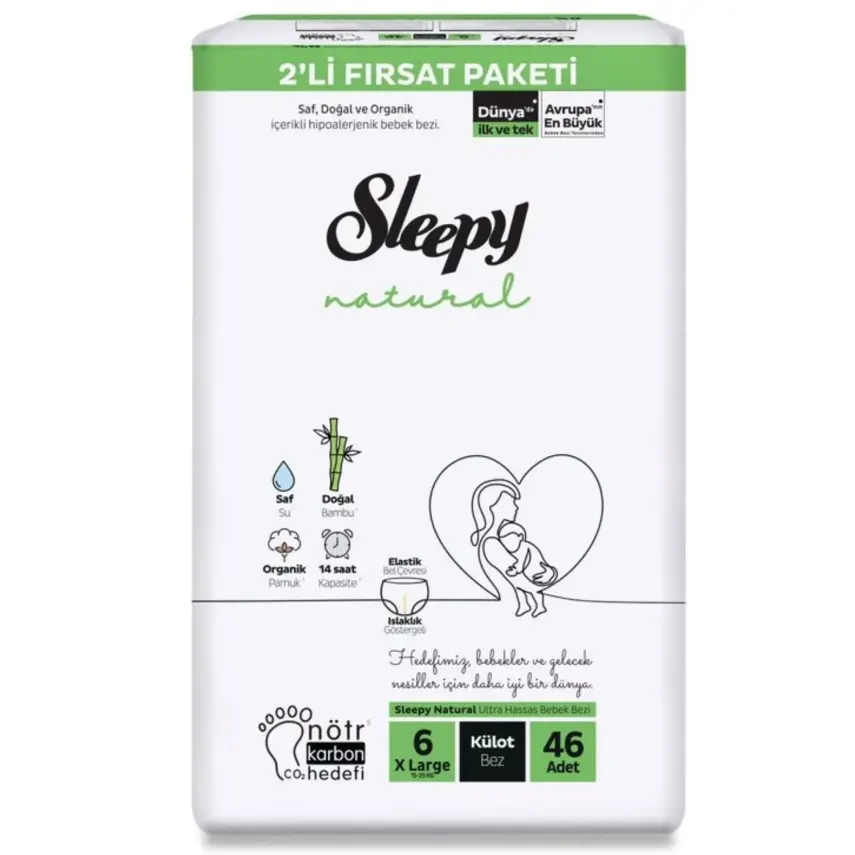 Sleepy Natural Külot Bebek Bezi 6 Beden XLarge 46lı Fırsat Paket - 1