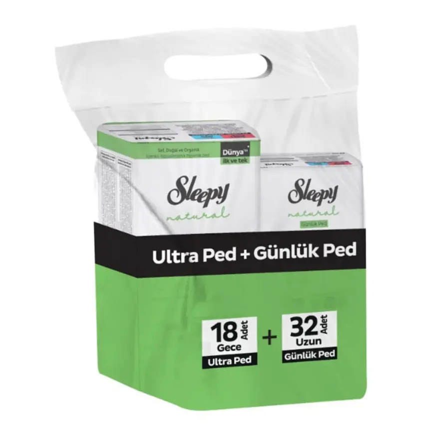 Sleepy Natural Ultra Ped Gece 18li + Günlük Ped Uzun 32li - 1