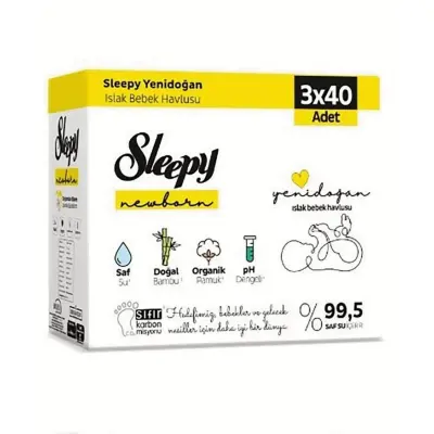 Sleepy Yenidoğan Islak Mendil 3x40lı - 2