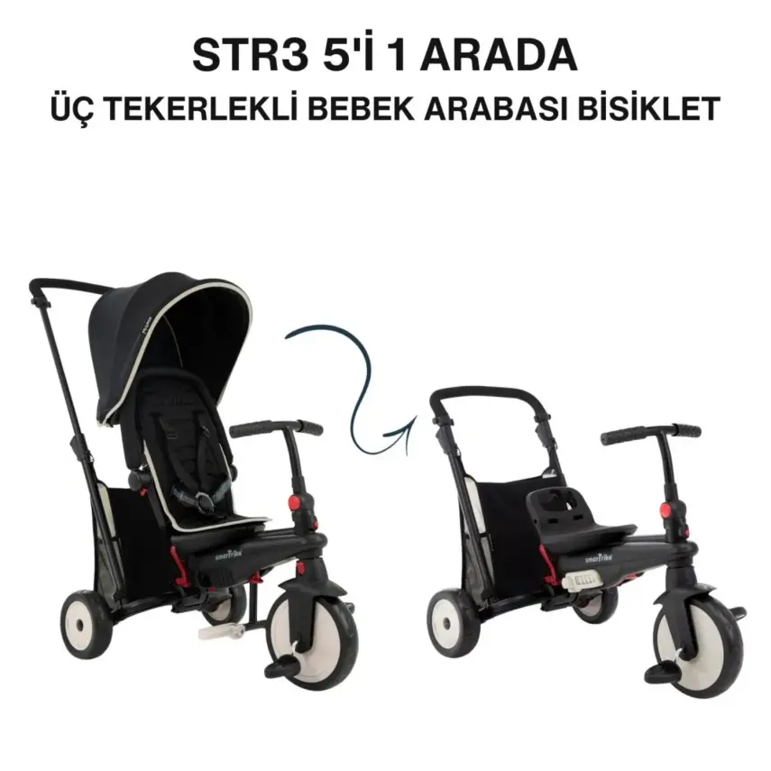 SmarTrike STR3 Plus 5’i 1 Arada Üç Tekerlekli Bebek Bisikleti - Black - 2