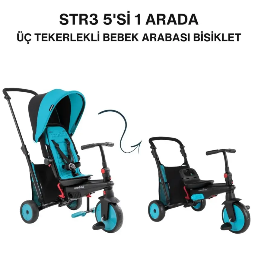 SmarTrike STR3 Plus 5’i 1 Arada Üç Tekerlekli Bebek Bisikleti - Blue - 4