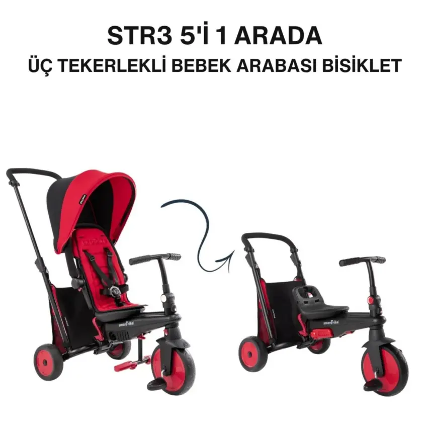 SmarTrike STR3 Plus 5’i 1 Arada Üç Tekerlekli Bebek Bisikleti - Red - 6