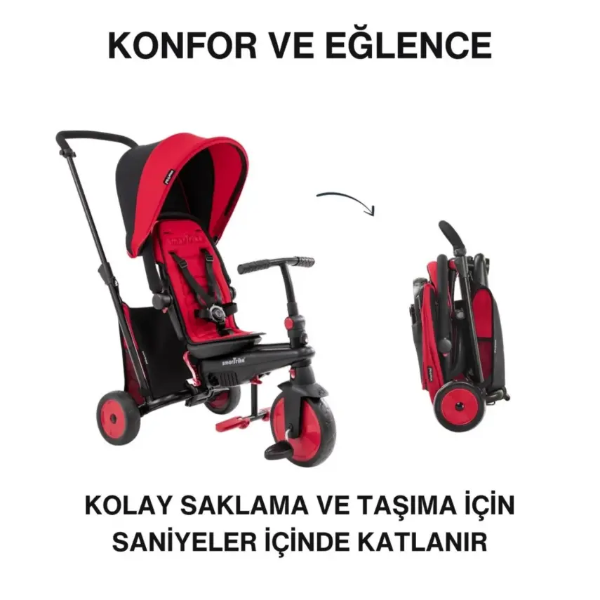 SmarTrike STR3 Plus 5’i 1 Arada Üç Tekerlekli Bebek Bisikleti - Red - 3