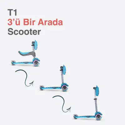 SmarTrike T1 3’ü 1 Arada Oturaklı ve Çantalı Çocuk Scooterı- Blue (1)
