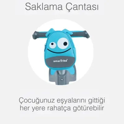 SmarTrike T1 3’ü 1 Arada Oturaklı ve Çantalı Çocuk Scooterı- Blue - 8