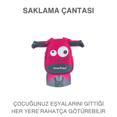SmarTrike T1 3’ü 1 Arada Oturaklı ve Çantalı Çocuk Scooterı- Pink - 4