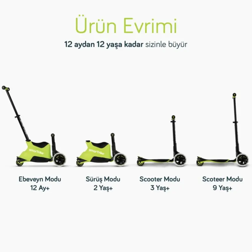 SmarTrike Xtend Büyüyebilen Ride On Scooter - Lime - 5
