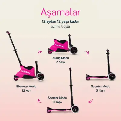 SmarTrike Xtend Büyüyebilen Ride On Scooter - Pink (1)