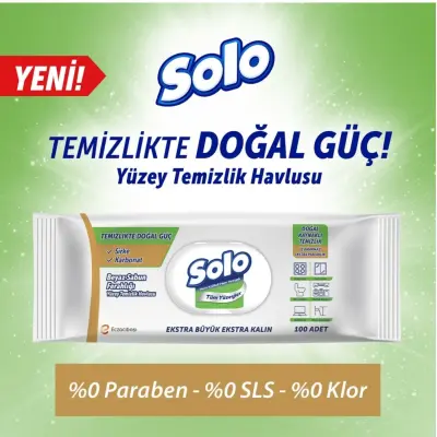 Solo XL Yüzey Temizlik Havlusu Doğal Güç Beyaz Sabun 100lü - 6