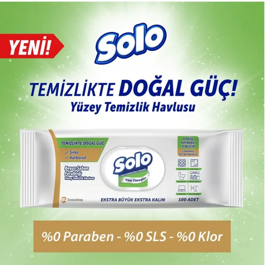 Solo XL Yüzey Temizlik Havlusu Doğal Güç Beyaz Sabun 100lü - 6