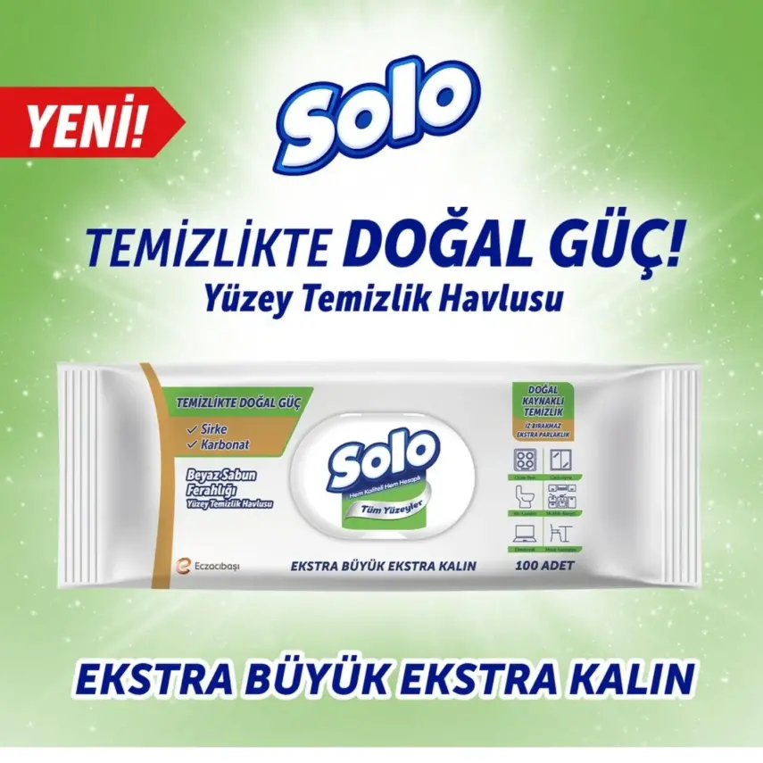 Solo XL Yüzey Temizlik Havlusu Doğal Güç Beyaz Sabun 100lü - 10