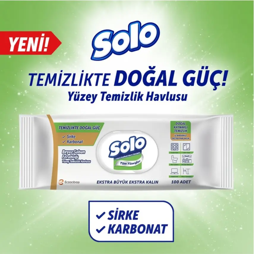 Solo XL Yüzey Temizlik Havlusu Doğal Güç Beyaz Sabun 100lü - 12