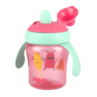 Suavinex Damla Akıtmaz Eğitim Bardağı 200 ml 4+ Ay Booo Pembe (1)