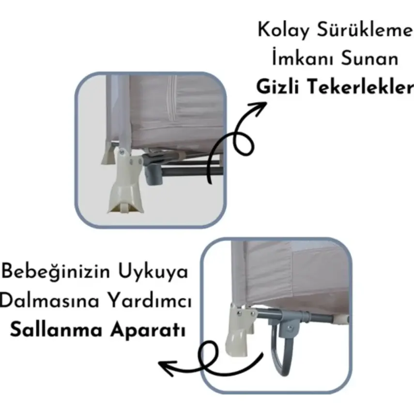 Sunny Baby Seul Ara Katlı Sallanma Aparatlı Oyun Parkı Park Yatak 70X120 Cm Bej - 12