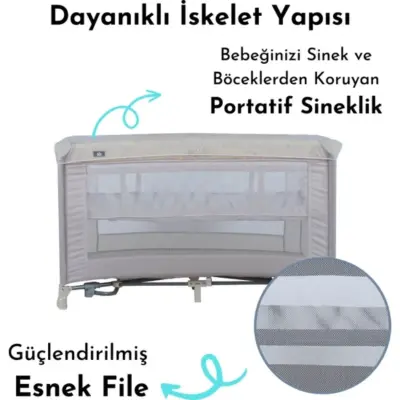 Sunny Baby Seul Ara Katlı Sallanma Aparatlı Oyun Parkı Park Yatak 70X120 Cm Bej - 14