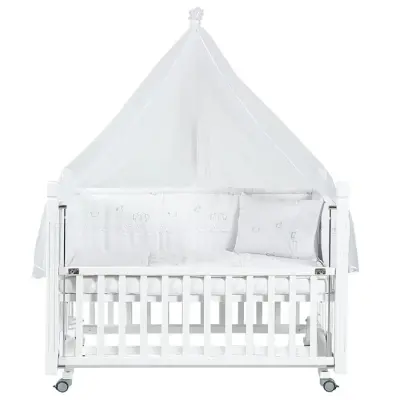 Tahterevalli Cuppa Beşik 60x120 cm Beyaz ve Beyaz Uyku Seti (1)