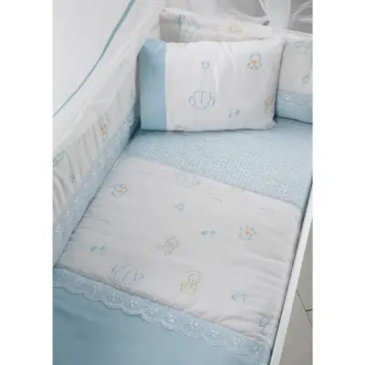 Tahterevalli Cuppa Beşik 60x120 cm Beyaz ve Mavi Uyku Seti - 3