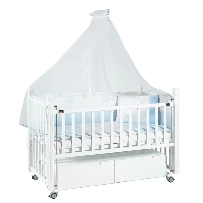 Tahterevalli Viva Beşik 60x120 cm Beyaz ve Mavi Uyku Seti - 2