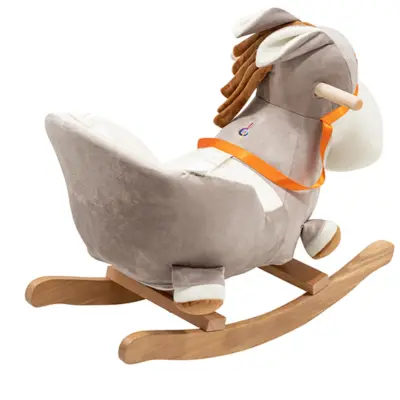 Tiffany Ahşap Sallanır Müzikli At- Gri Turuncu - 3