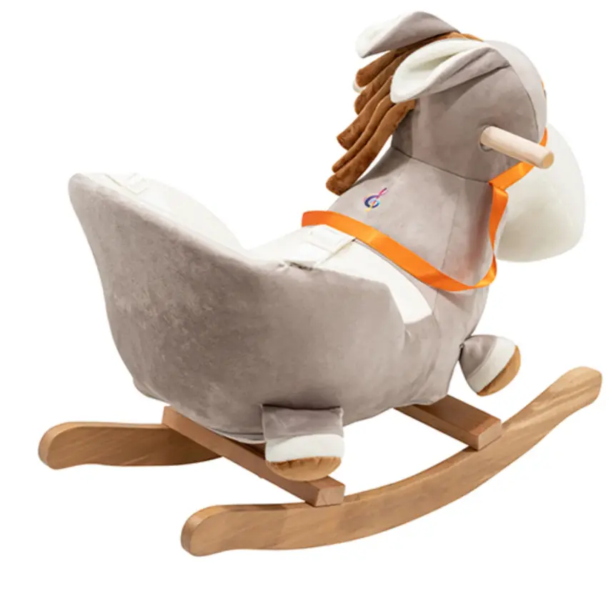 Tiffany Ahşap Sallanır Müzikli At- Gri Turuncu - 3