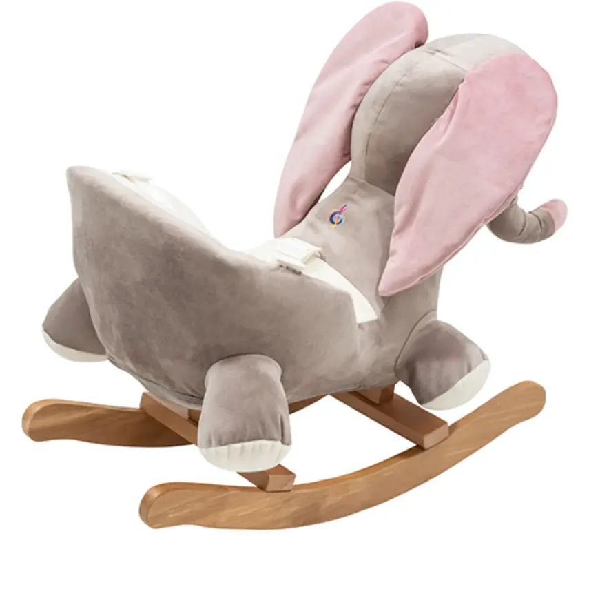 Tiffany Ahşap Sallanır Müzikli Fil- Gri Pudra - 2