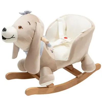 Tiffany Ahşap Sallanır Müzikli Köpek - Bej Mavi