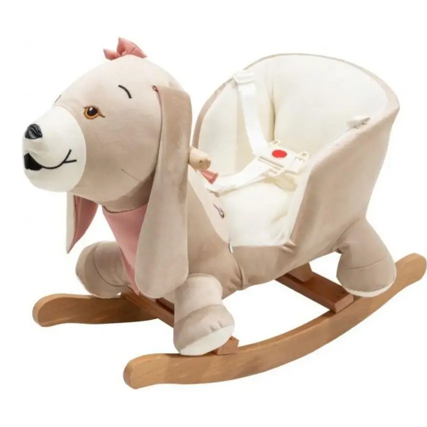 Tiffany Ahşap Sallanır Müzikli Köpek - Bej Pembe - 1