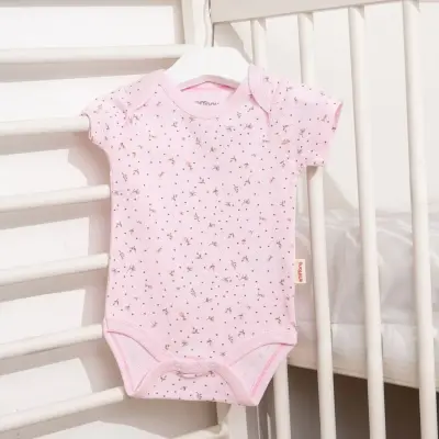 Tiffany Bebek Body Kısa Kol Jakarlı Flowering Theme Pembe