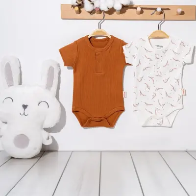 Tiffany Bebek Body Takımı Kısa Kol 2li Wheat Theme (1)