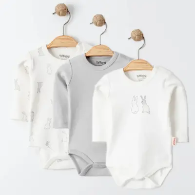 Tiffany Bebek Body Takımı Uzun Kol 3lü Rabbit Theme - 7