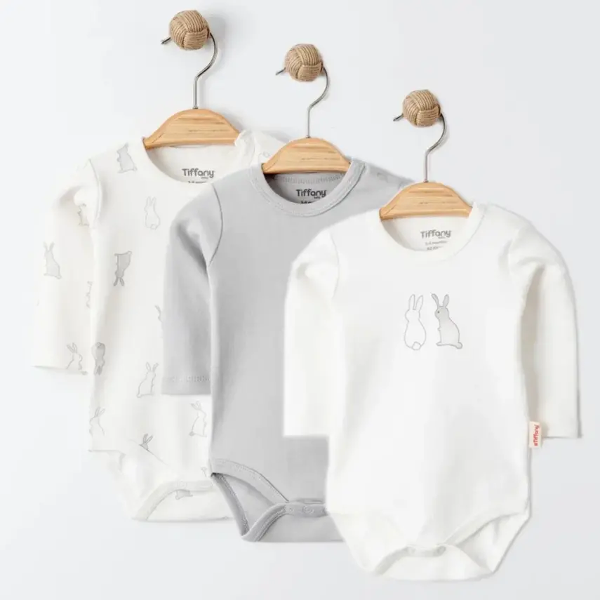 Tiffany Bebek Body Takımı Uzun Kol 3lü Rabbit Theme - 7