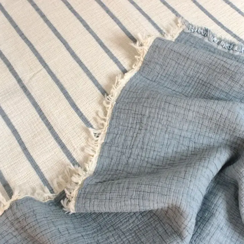 Tiffany Çift Taraflı Müslin Yatak Örtüsü Ve Battaniye 160*195 Lacivert - 4