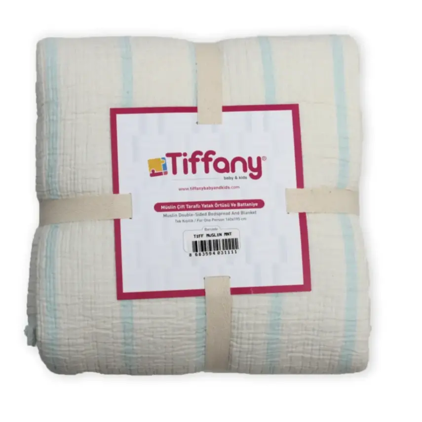 Tiffany Çift Taraflı Müslin Yatak Örtüsü Ve Battaniye 160*195 Mint - 2