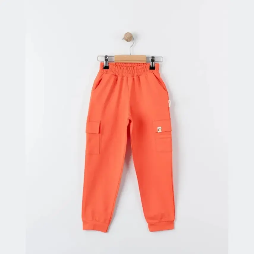 Tiffany Çocuk Eşofman Altı Kargo Cepli Oversize Theme Mercan - 2