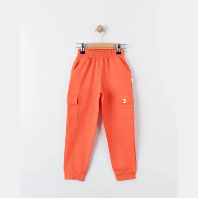 Tiffany Çocuk Eşofman Altı Kargo Cepli Oversize Theme Mercan - 3