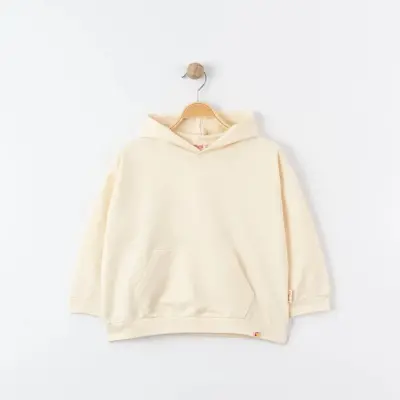 Tiffany Çocuk Sweatshirt Kapüşonlu Oversize Theme Bej 