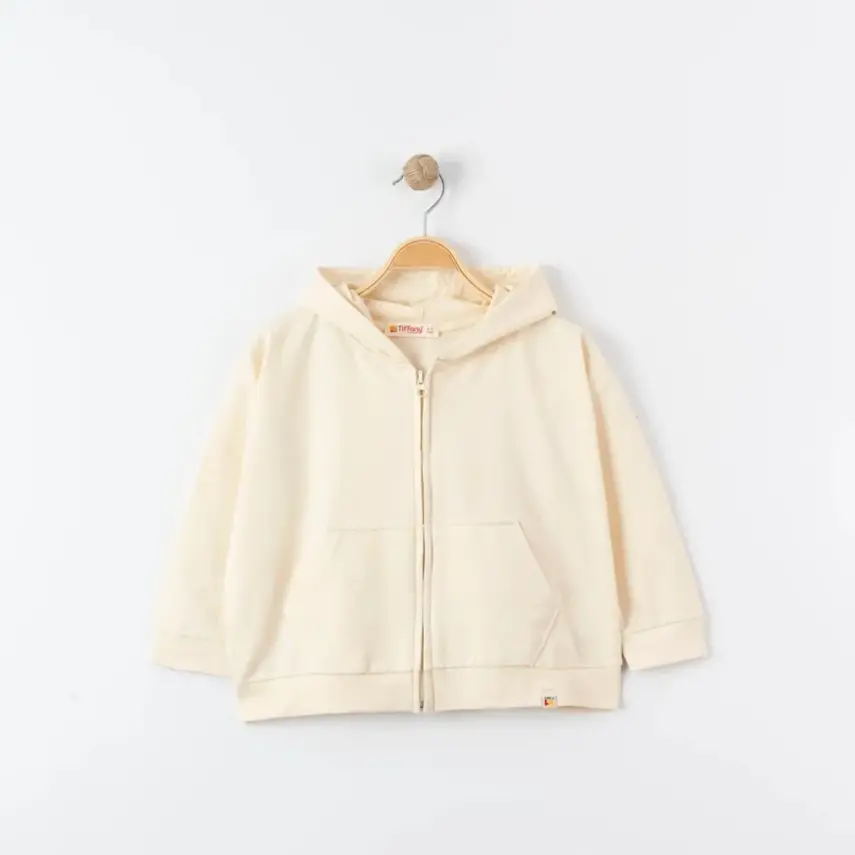 Tiffany Çocuk Sweatshirt Kapüşonlu Oversize Theme Bej - 1