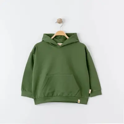 Tiffany Çocuk Sweatshirt Kapüşonlu Oversize Theme Haki - 3