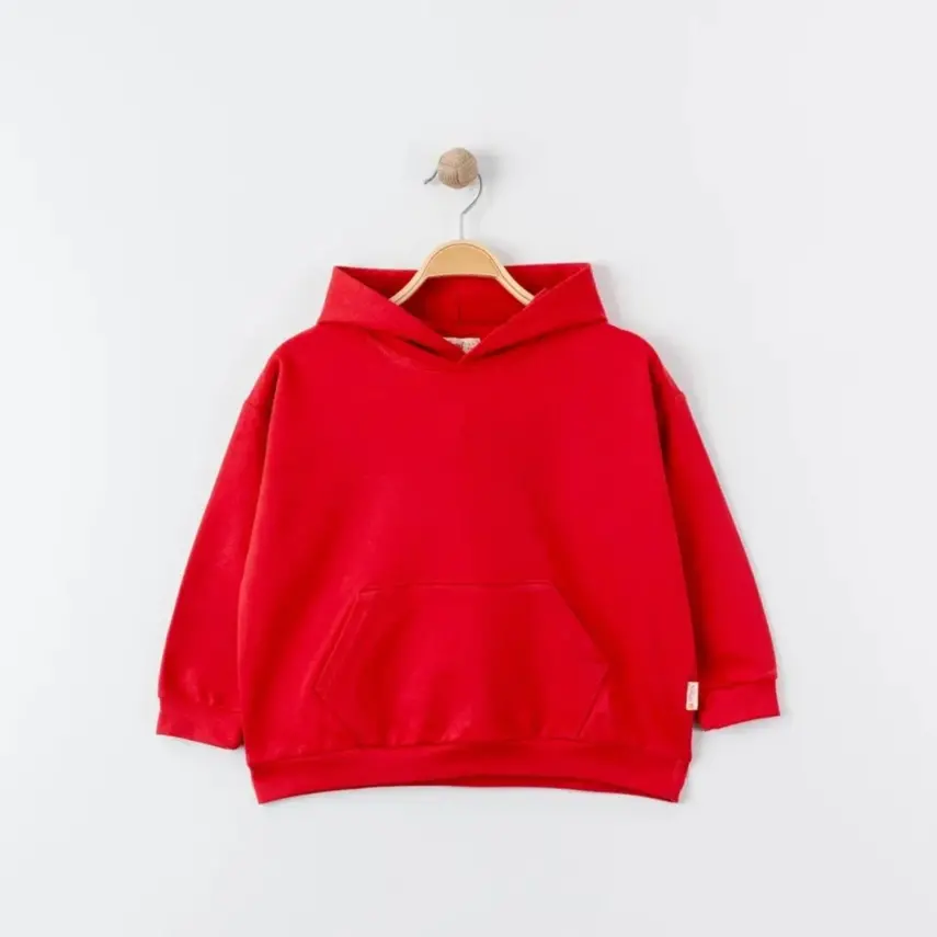 Tiffany Çocuk Sweatshirt Kapüşonlu Oversize Theme Kırmızı - 1