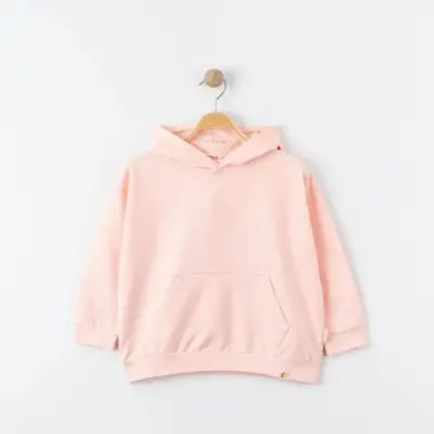 Tiffany Çocuk Sweatshirt Kapüşonlu Oversize Theme Pudra 