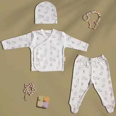 Tiffany Çocuk Zıbın Takımı 3lü Bears Organic Theme
