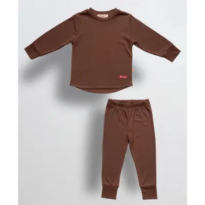 Tiffany Erkek Termal Pijama Takımı Kahverengi - 5
