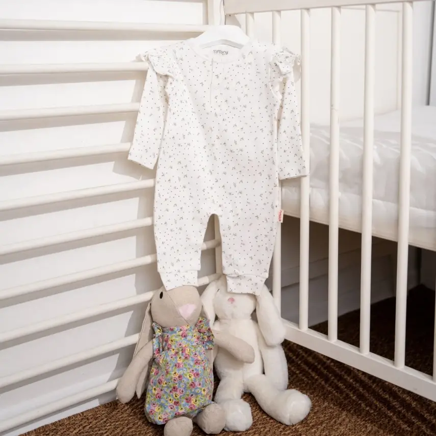 Tiffany Kız Tulum Patiksiz Jakarlı Flowering Theme Ekru - 4