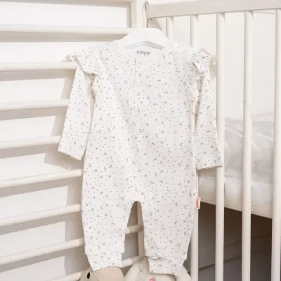 Tiffany Kız Tulum Patiksiz Jakarlı Flowering Theme Ekru - 3