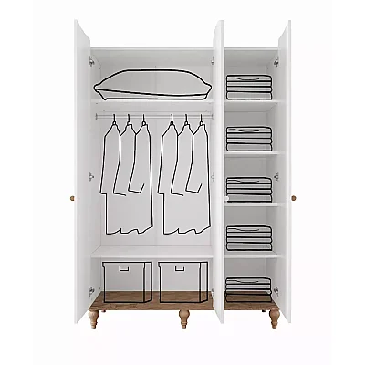 Tiffany Line Dolap 3 Kapılı Naturel  - 3