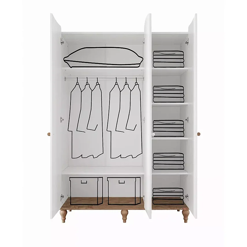 Tiffany Line Dolap 3 Kapılı Naturel  - 3